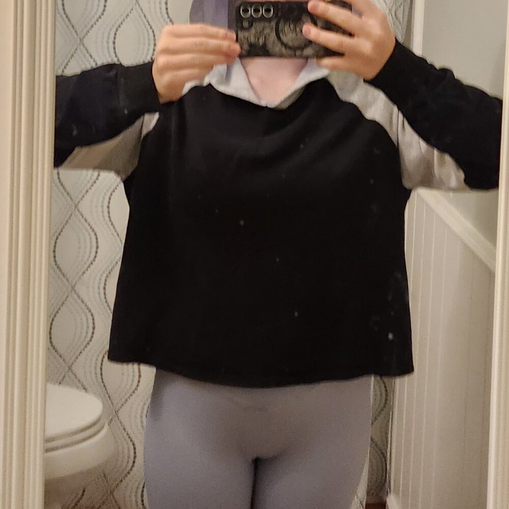 White/Gray/Black Casual Hoodie